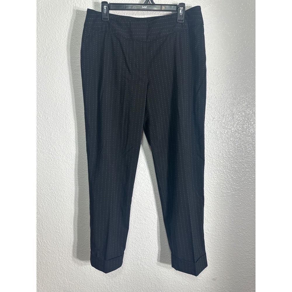 White House Black Market Womens Black Pinstripe Pants Size 10 Career Office